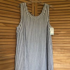 New, medium, blue and white striped cotton dress